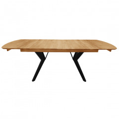 Table de repas extensible en bois de chêne massif  160/210cm - vue de face avec extension - ECLIPSE XL