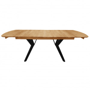 Table de repas extensible en bois de chêne massif  160/210cm - vue de face avec extension - ECLIPSE XL