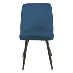 Lot de 2 chaises en velours avec piètement en métal noir - Bleu marine - vue de face - PETALE