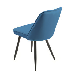 Lot de 2 chaises en velours avec piètement en métal noir - Bleu marine - vue de côté - PETALE