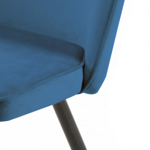 Lot de 2 chaises en velours avec piètement en métal noir - Bleu marine - zoom - PETALE
