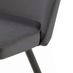 Lot de 2 chaises en velours avec piètement en métal noir - Gris anthracite - zoom - PETALE