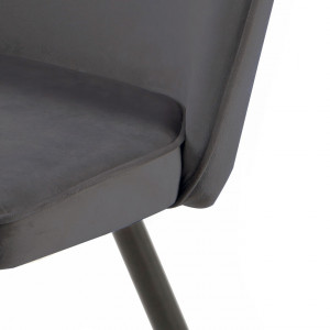 Lot de 2 chaises en velours avec piètement en métal noir - Gris anthracite - zoom - PETALE