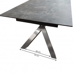 Table de repas extensible 180/220 cm céramique & acier - dimensions - PLATINIUM