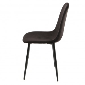 Chaise en tissu noir velours & métal - vue de côté - NINA
