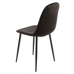 Chaise en tissu noir velours & métal - vue de 3/4 - NINA