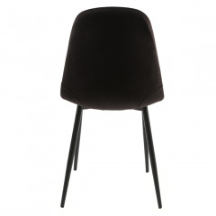 Chaise en tissu noir velours & métal - vue de dos - NINA