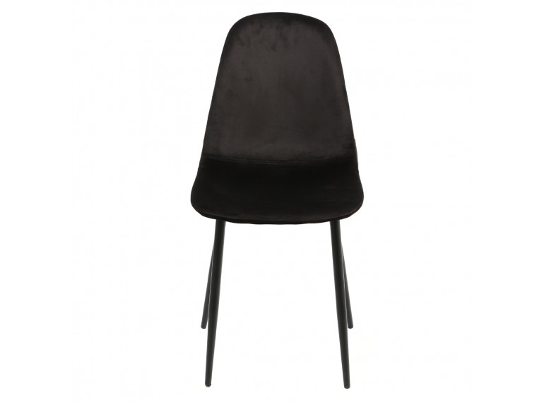 Chaise en tissu noir velours & métal - vue de face - NINA