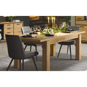 Table de repas extensible finition bois de chêne 160/207 cm - vue en ambiance - IBIZA