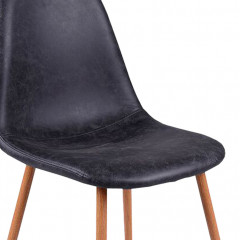 Chaise vintage en simili avec piètement bois - coloris noir - CHARLIE