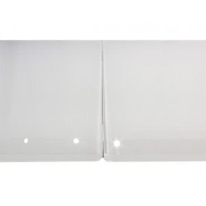 Table de repas extensible 120/180 cm rectangulaire plateau verre blanc et piétement acier - vue plateau - SUBTILE 2