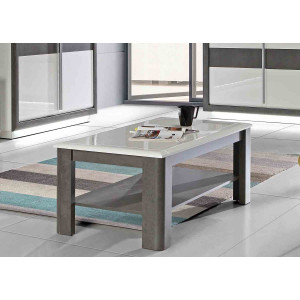 Table basse béton gris foncé & blanc - vue en ambiance - MONACO