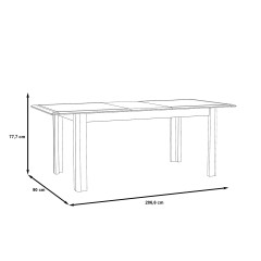 Table de repas extensible béton gris foncé & blanc - salon moderne - vue mesures - MONACO