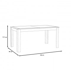 Table de repas extensible béton gris foncé & blanc - salon moderne - vue mesures - MONACO