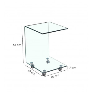 Bout de canapé carré en verre trempé - dimensions - BENT