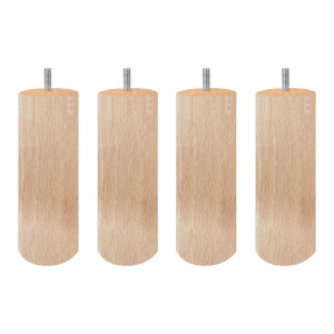 Lot de 4 pieds cylindrique pour meuble en bois de hêtre - D.6cm H.20cm - coloris bois vernis - EDDY