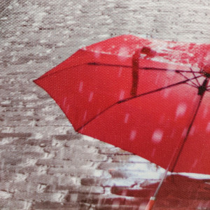 Tableau en toile imprimée Tour Eiffel et parapluie rouge avec cadre en bois noir 30x40cm - Zoom -  PARIS