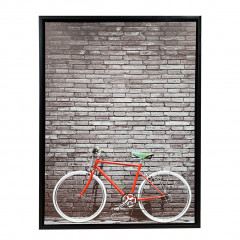 Tableau en toile imprimée vélo vintage avec cadre en bois noir 30x40 cm - vue de face - BICILETA