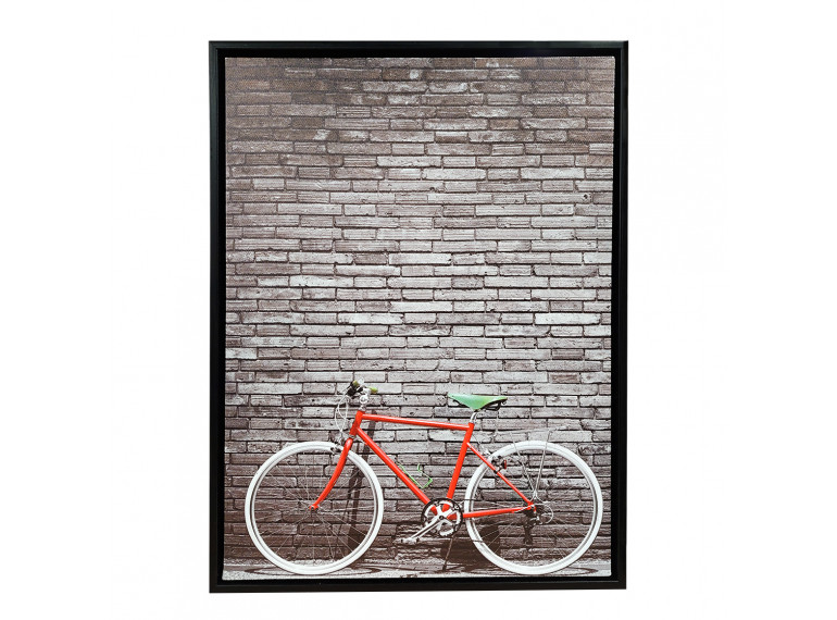 Tableau en toile imprimée vélo vintage avec cadre en bois noir 30x40 cm - vue de face - BICILETA