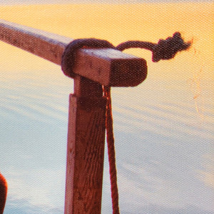 Tableau en toile imprimée coucher de soleil et océan avec cadre en bois noir 60x90cm - Zoom -  SUNNY