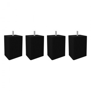 Lot de 4 pieds cubique pour meuble en bois de hêtre - L.7cm H.15cm - 4 coloris - Noir - Vue de face - EDDY