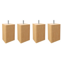 Lot de 4 pieds cubique pour meuble en bois de hêtre - L.6 cm H.15 cm - Bois - Vue de face - EDDY