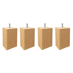 Lot de 4 pieds cubique pour meuble en bois de hêtre - L.6 cm H.15 cm - Bois - Vue de face - EDDY