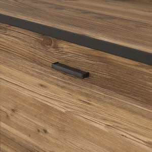 Buffet en bois effet chêne et noir style industriel L200cm - Vue matière - YAL