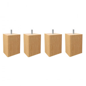 Lot de 4 pieds cubique pour meuble en bois de hêtre - L.7cm H.15cm - 4 coloris - Bois - Vue de face -  EDDY