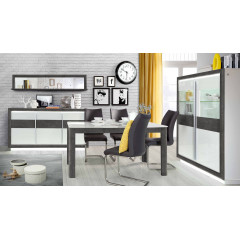 Armoirette 2 portes béton gris foncé & blanc - salon moderne - ambiance séjour - MONACO