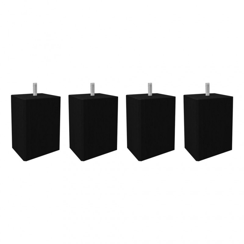 Lot de 4 pieds cubique pour meuble en bois de hêtre - L.7cm H.10cm - coloris noir - EDDY