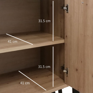 Commode 1 porte 3 tiroirs finition chêne - dimensions intérieurs - VITRUS