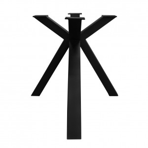 Pied de table de repas en métal noir - croix pleine - Vue de côté - PIEDS N°7