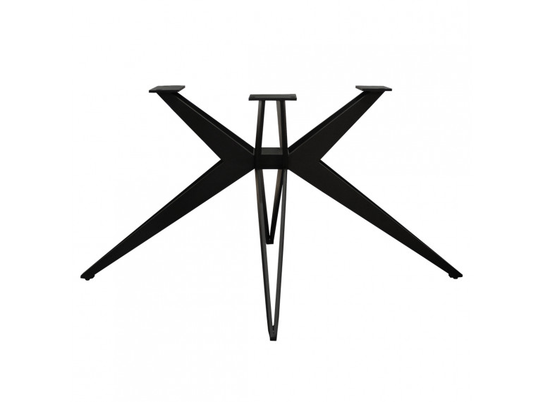 Pied de table de repas en métal noir - croix ajouré - Vue de face - PIEDS N°2