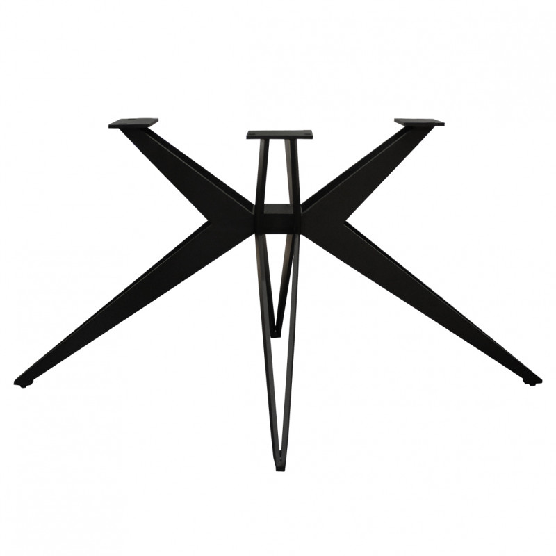 Pied de table de repas en métal noir - croix ajouré - Vue de face - PIEDS N°2
