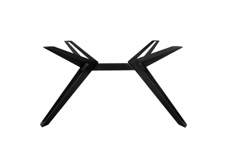 Pied de table de repas en métal noir - Z + barre centrale - Vue de face - PIEDS N°5