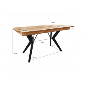 Table de repas extensible en bois de chêne massif  160/210cm - diamantions - ECLIPSE XL
