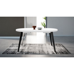 Table ronde en bois extensible D.110 cm - coloris blanc - vue en ambiance - XTRA