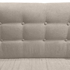 Canapé droit 3 places en tissu capitonné avec piètement bois - Beige - Zoom capitons - AXEL
