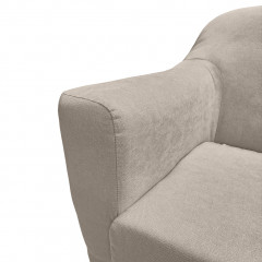 Canapé droit 2 places en tissu capitonné avec piètement bois - Beige - Zoom accoudoir -  AXEL