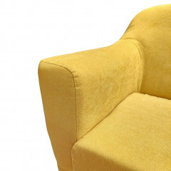 Canapé droit 2 places en tissu capitonné avec piètement bois - Jaune - Zoom accoudoir -  AXEL
