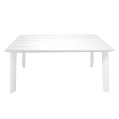 Table de repas pour jardin en métal blanc L160cm - vue de face - OLERON