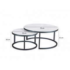 Table basse ronde gigogne en céramique et métal - dimensions - ODESSA