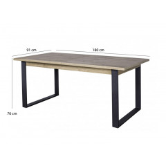 Table extensible 180/240x90 - Vue mesures - VITRUS
