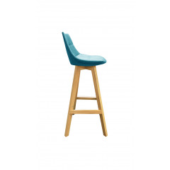 Chaise haute de bar scandinave avec piètement bois - coloris celadon - vue de côté - DEB