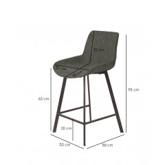Chaise haute en tissu avec piètement métal noir - coloris gris anthracite - dimensions - XENA
