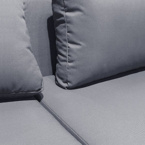 Canapé d'angle gris anthracite en métal et revêtement déperlant - zoom assise - ATOLL