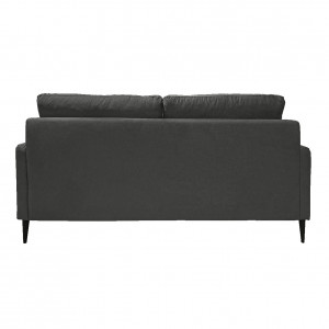 Canapé droit 2 places en tissu avec 2 coussins d'accoudoirs et piètement métal - gris anthracite - Vue de dos - TYNA
