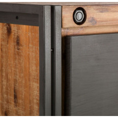Bureau en bois d'acacia massif et métal avec 3 tiroirs de rangement - Zoom - ATELIER