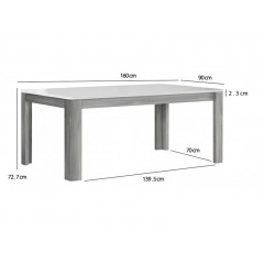 Table extensible Blanc Laqué - Vue mesures - SENSATION